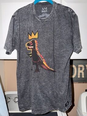 TSHIRT Jean-Michel Basquiat graphic print POP ART tshirt - Acid Wash Look - SZ M